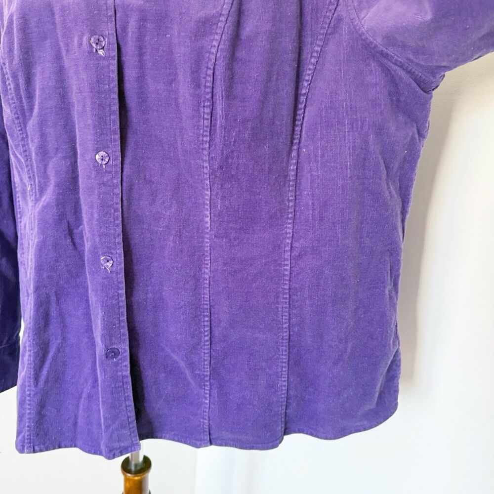Women's Vtg Y2K Purple Cord Corduroy Shacket Shirt Jacket 3X Cotton Stretch - Picture 8 of 16